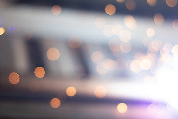 Gold abstract bokeh background, Festive xmas abstract background with bokeh defocused lights and stars