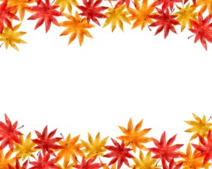 いろいろな紅葉　テキストスペース　水彩風イラスト