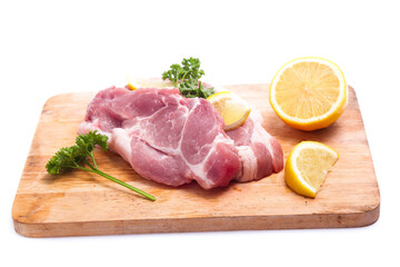 Fresh raw beef steak isolated on white background