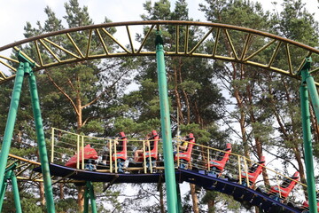 speedy carousel in amusement park