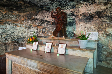 The altar hollowed out in the rock in the Stella Maris Monastery which is located on Mount Carmel...