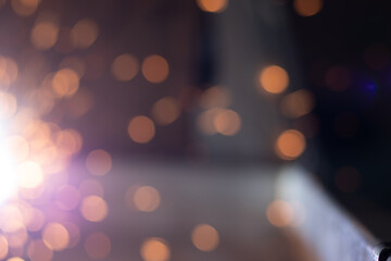 Gold abstract bokeh background, Festive xmas abstract background with bokeh defocused lights and stars