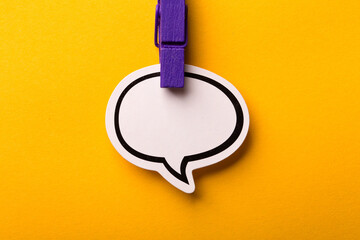 Blank Speech Bubble Paper Isolated On Yellow Background