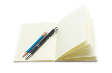 brown note book with black pen