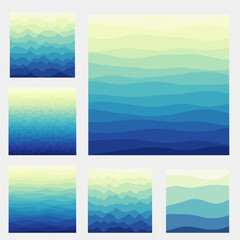 Abstract waves background collection. Curves in yellow green blue colors. Amazing vector illustration.