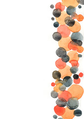 Orange, Grey and black polka dot watercolor border for decoration on Halloween party and autumn festival.