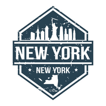 New York USA Travel Stamp Icon Skyline City Design Badge.