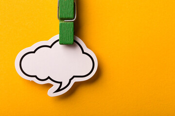 Blank Speech Bubble Paper Isolated On Yellow Background