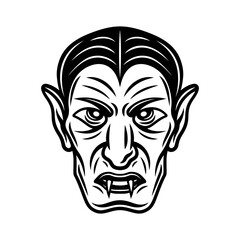 Dracula vampire head vector black illustration