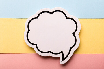 Blank Speech Bubble Paper Isolated On Colorful Background
