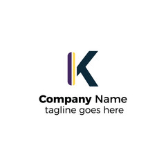two colors k logo design icon vector illustration simple line
