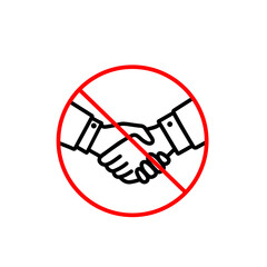 Don't shake hands vector icon. Prevention direct contact with infection Coronavirus illustration sign. 
warning element avoid handshake.