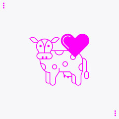 Pink ecological reform vector icon Animal welfare icon Cattle