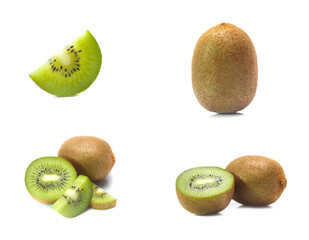 Fototapeta premium kiwi fruit isolated on white background (set mix collection)