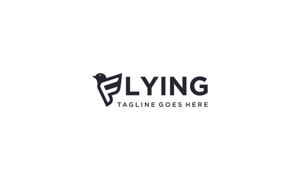 Creative, simple, and modern F letter with flying word for logo design vector editable