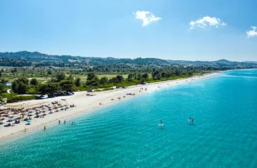 Foto op Canvas Drone view at beautiful coast in Greece, Halkidiki Peninsula © 22Imagesstudio