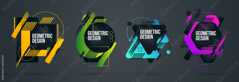 Poster vector illustration. a minimalistic hipster colored frame design. vector line gradient halftone. fra