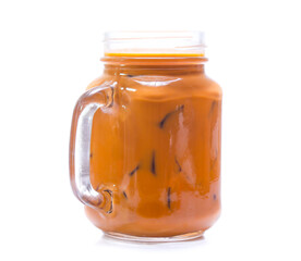Iced Thai milk tea in glasses (thailand)