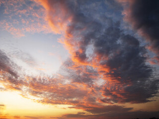 Obraz premium sky sunset red golden clouds