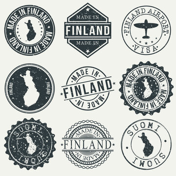 Finland Travel Stamp Made In Product Stamp Logo Icon Symbol Design Insignia.