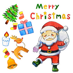 クリスマス用手描き水彩カード