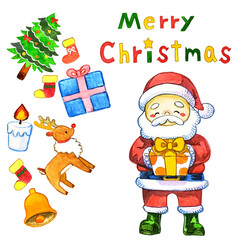 クリスマスの手描き水彩カード