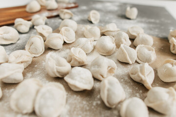 cooking dumplings with meat