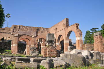Fototapeta premium ローマの古い遺跡群 Old ruins in good weather in Rome