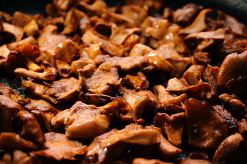 pan fried red chanterelle mushrooms
