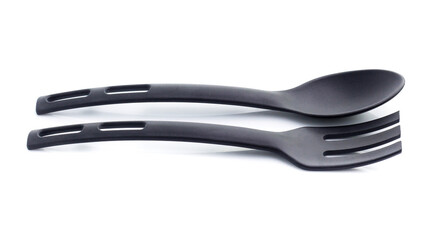 black kitchen utensil collection, isolated on white background