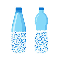 Micro plastic pollution concept. Microplastic in water. Vector illustration.