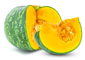 green pumpkin isolated on white background