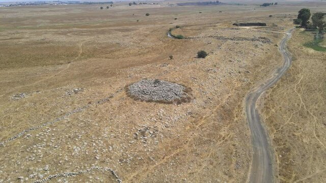 The remnants of the megalithic complex of the early Bronze Age&nbsp; - Wheels of Spirits - Rujum Al-Hiri - Gilgal Rephaeem - on the Golan Heights in Israel