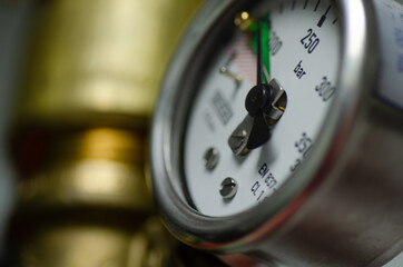 fire suppression gauge in the data center. closeup image and shallow depth of field background