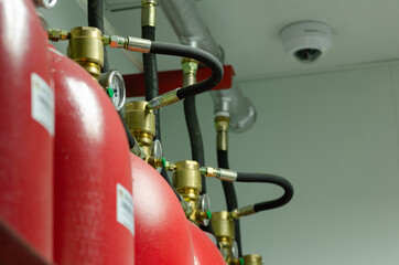 closeup image of the fire extinguishing system in data center building - 364746258