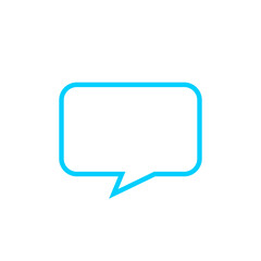 blue speech bubble square isolated on white, modern speech balloon art line sign of communication symbol, light blue speech bubble for talk text, balloon message icon, dialog chatting graphic for icon