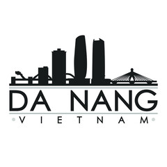 Da Nang Vietnam Skyline Silhouette Design City Vector Art Famous Buildings.