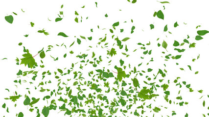 Green Flying leaves leaf 3D illustration background