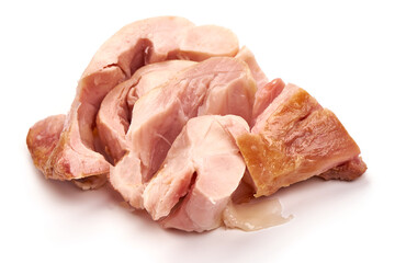 Smoked chicken meat, isolated on white background