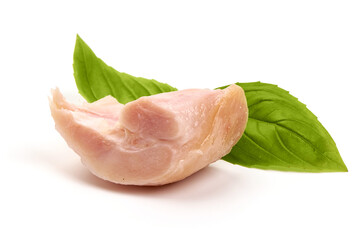 Smoked chicken meat, isolated on white background