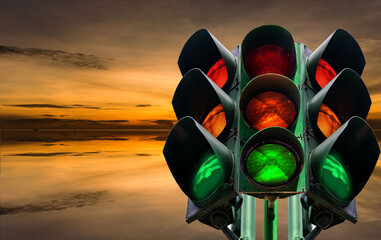 Traffic lights Isolated from the background technology symbol respect traffic regulations