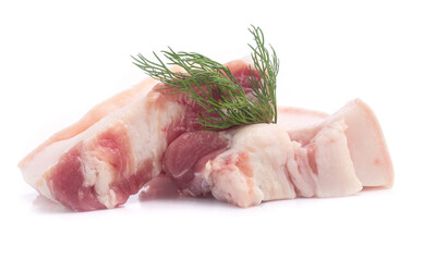 Pork belly on a white background