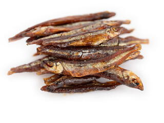 dried fish on a white background