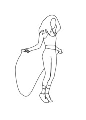 Drawings one line, young modeling poses