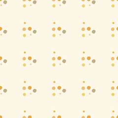 Abstract geometric polka dot ornament seamless pattern. Design in yellow and orange tones. Kids style. Creative print for fabric design, textile, wrapping, cover, wallpaper. Vector illustration.