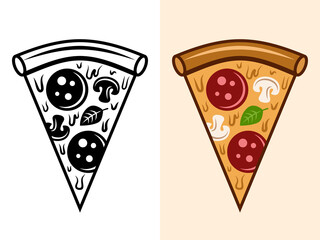 Pizza slice vector objects in two styles