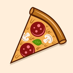 Pizza piece vector colored illustration isolated