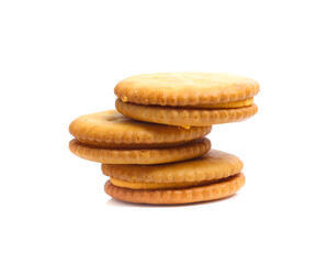 Sandwich cracker on white background
