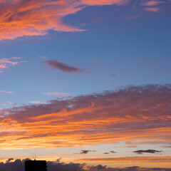 名古屋上空の綺麗な夏の夕焼けの風景