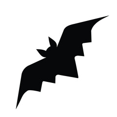 Bat isolated on white background, Halloween theme silhouette black and white flat design